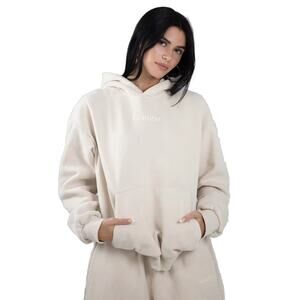 Comfrt Womens Signature Hoodie Sweatshirt Small Bone Cream Oversized Fleece